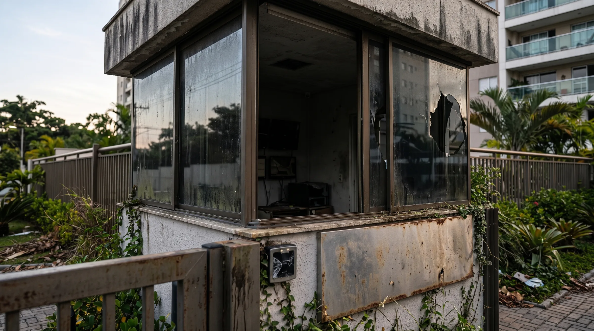 Guarita abandonada e descuidada